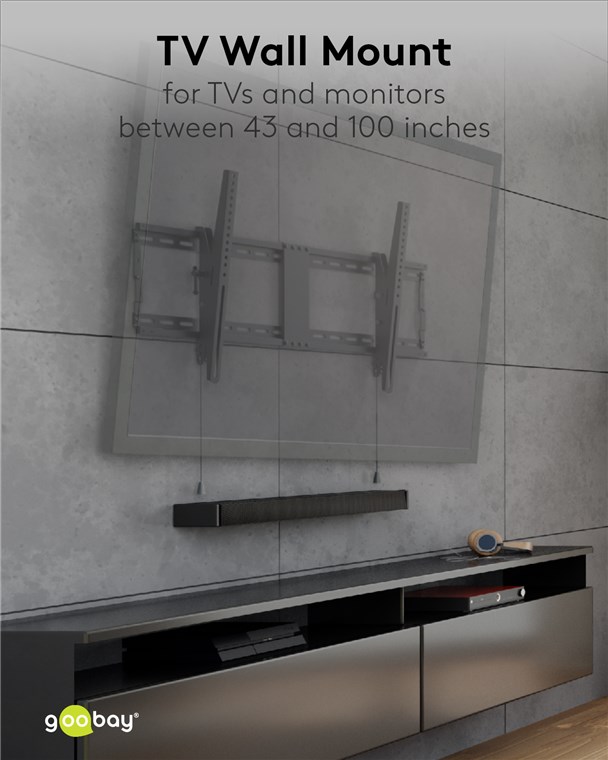 Goobay TV-Wandhalterung Pro TILT (XL) - Halterung für Fernseher von 43 bis 100 Zoll (109-254 cm), neigbar bis 70 kg