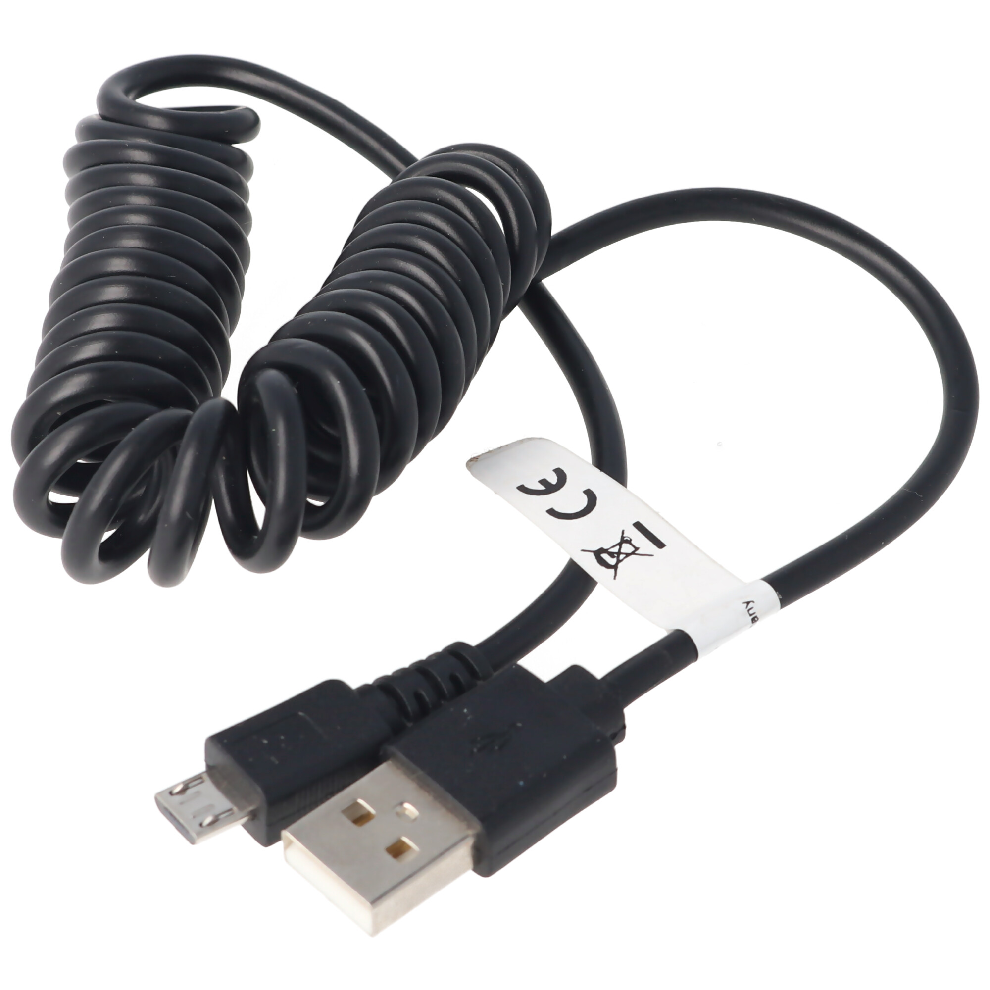 micro-USB Spiral-Anschlusskabel USB-A Stecker auf micro-USB Stecker