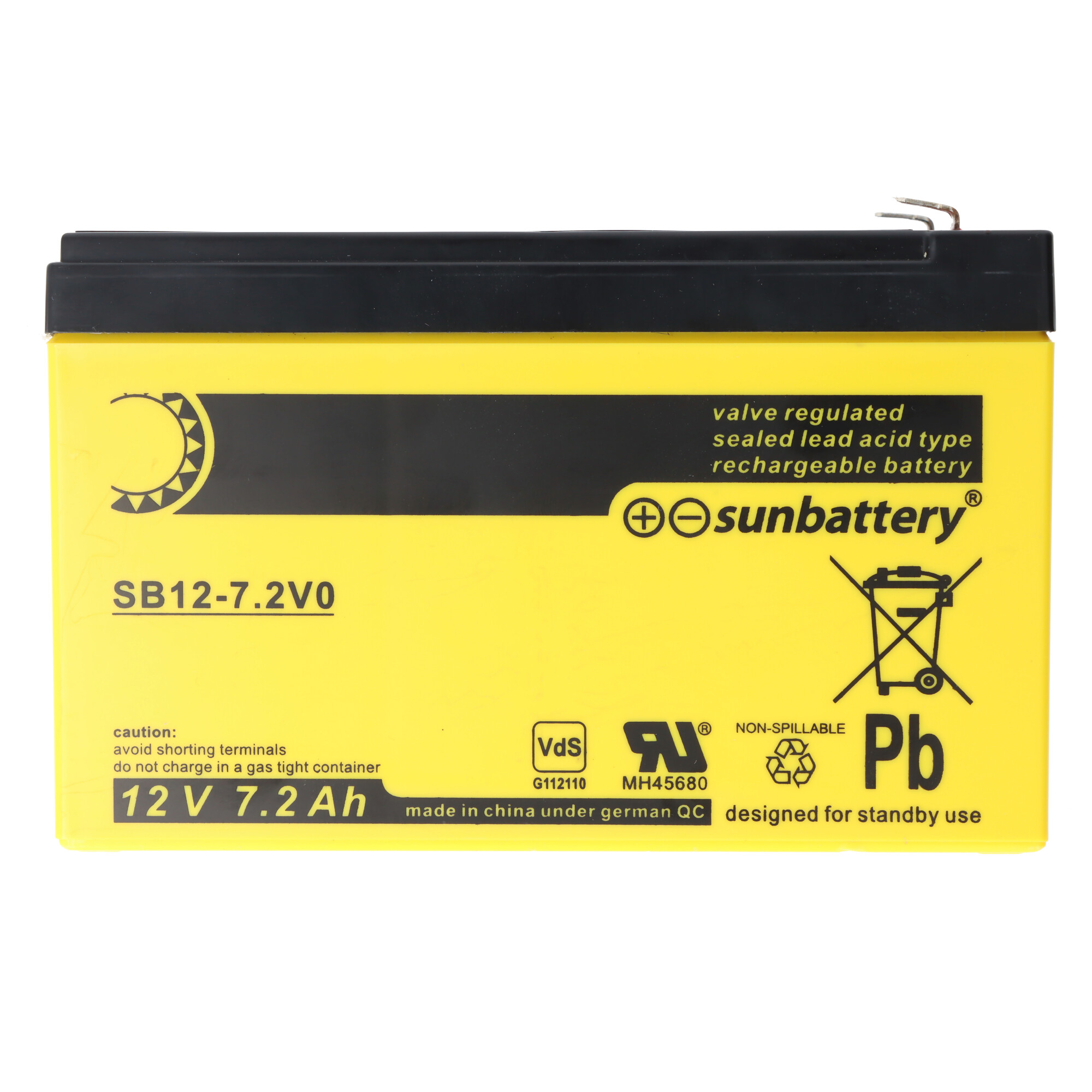 Sun Battery SB12-7.2V0 Akku, 12V 7,2Ah, 7.2-12L, AGM Bleiakku
