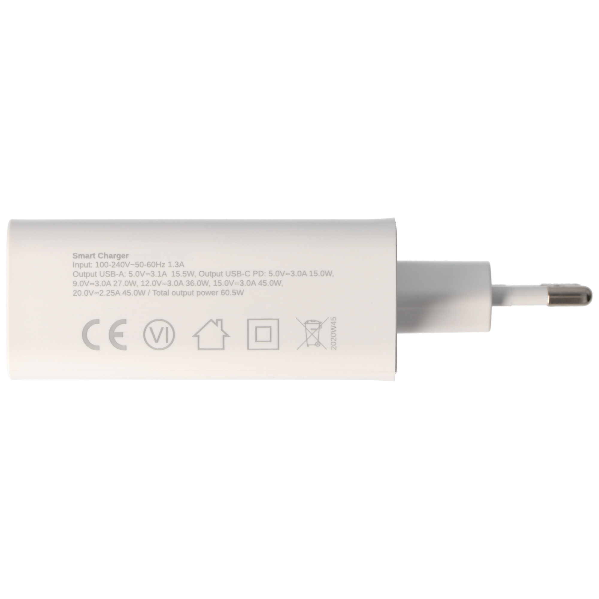 Quattro-USB Schnellladegerät USB QC3.0 60.5W weiß, lädt bis zu 4x schneller als Standard USB-Ladegeräte