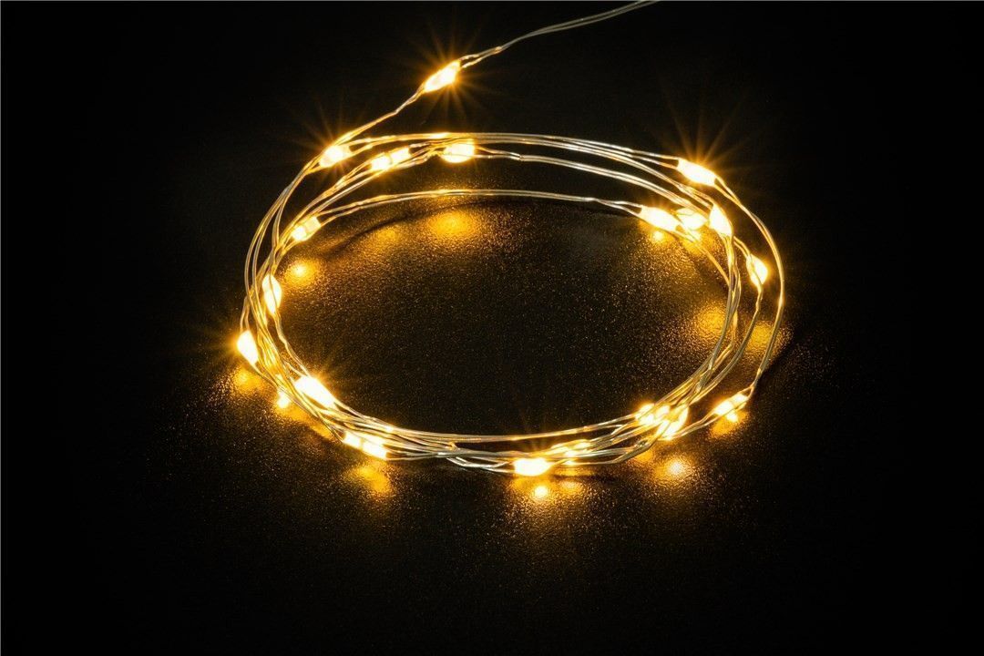 Goobay 20er LED-Silberdraht-Lichterkette, inkl. Timer - Stimmungsvolle Leuchtdekoration für den Innenbereich