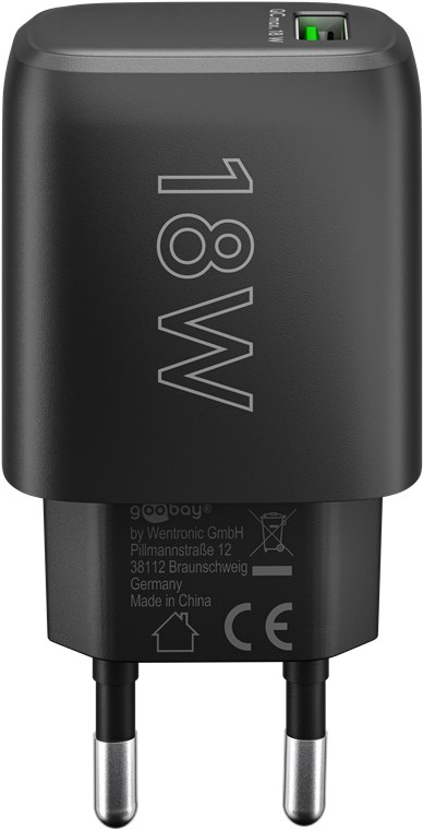 Goobay USB-Schnellladegerät QC 3.0 (18 W) schwarz - 1x USB-A-Anschluss (Quick Charge 3.0) - schwarz