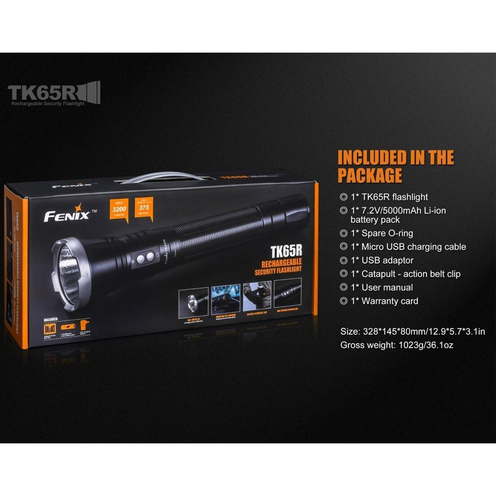 Fenix TK65R LED Taschenlampe mit bis zu 3200 Lumen, 375 Meter Leuchtweite inkl. Li-Ion Akku 5000mAh