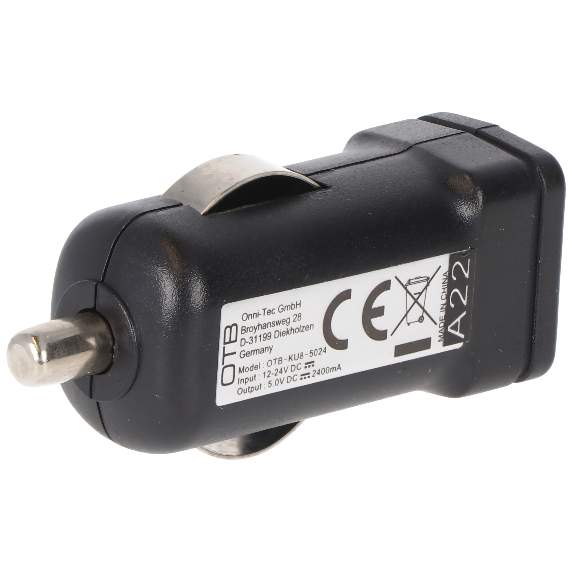 AccuCell KFZ-Ladeadapter USB - 2,4A mit Auto-ID - schwarz