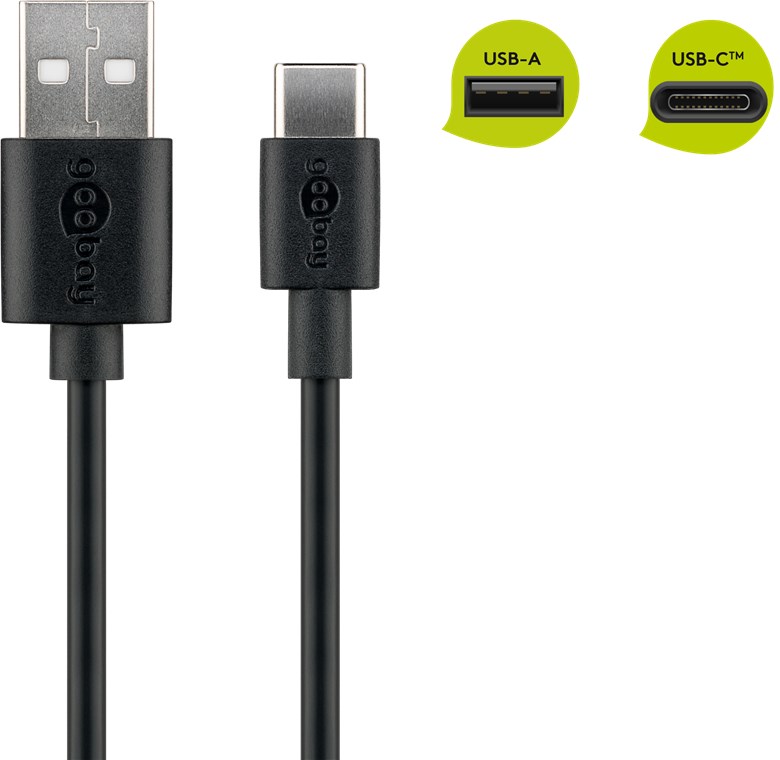 USB-C Lade- und Synchronisationskabel für alle Geräte mit USB-C Anschluss, 3 Meter, schwarz