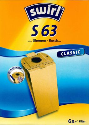 Swirl Staubsaugerbeutel S63 Classic aus Spezialpapier für Siemens und Bosch Staubsauger