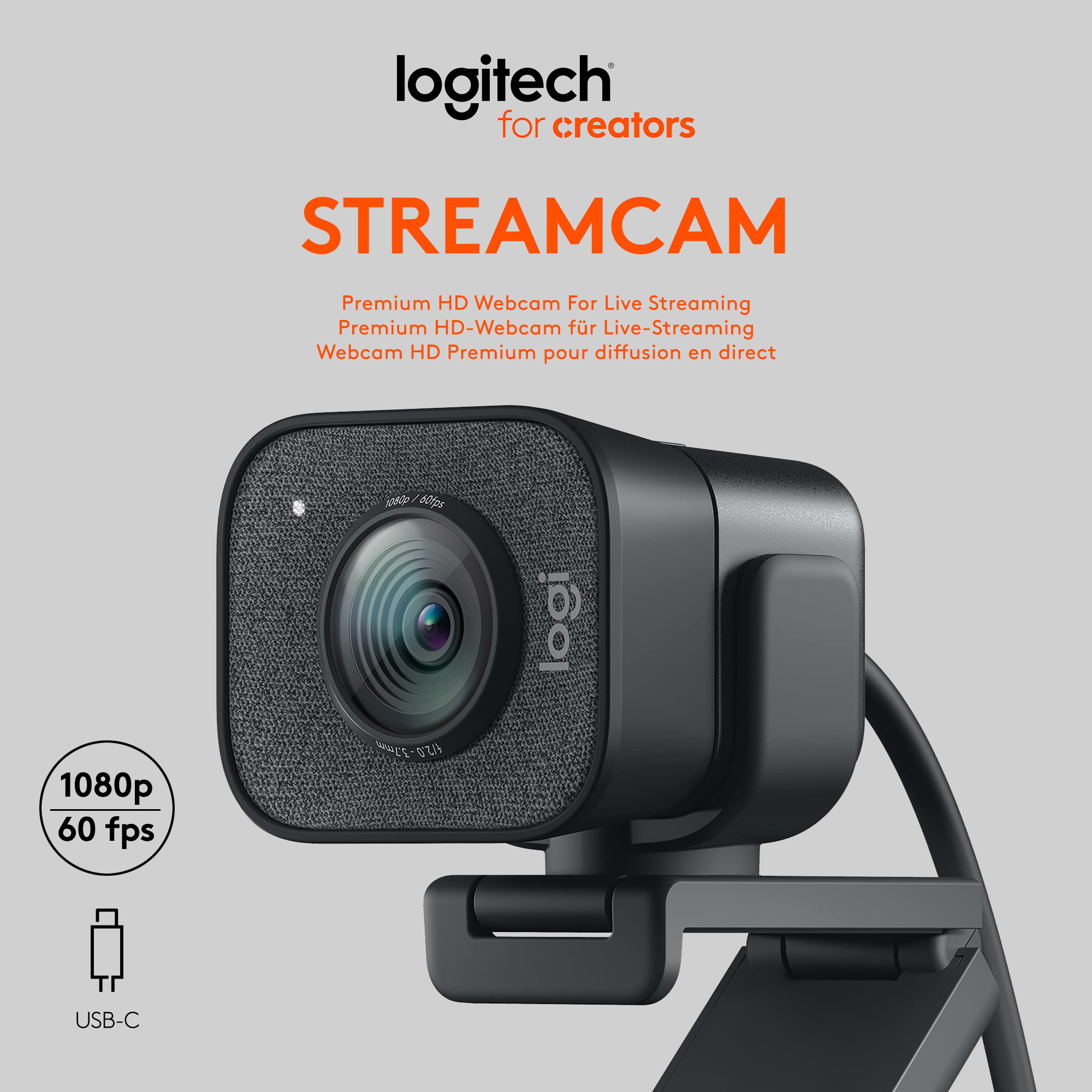 Logitech Webcam StreamCam, HD 1080p, grafit 1920x1080, 30 FPS, USB, Retail