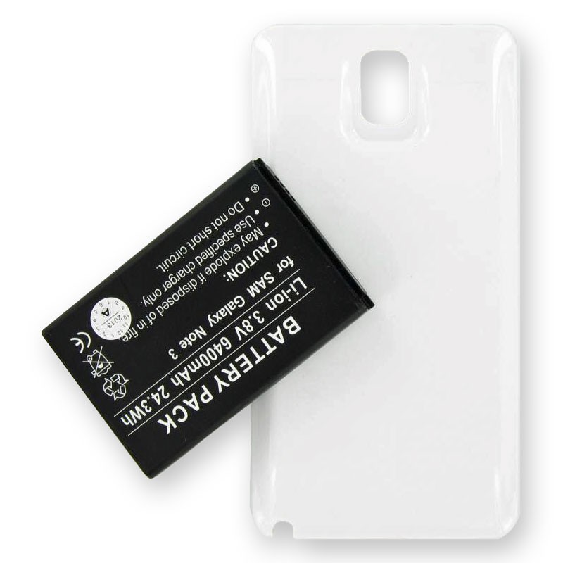 Samsung Galaxy Note 3, B800BE, Ersatz-Akku 6400mAh mit weißem Zusatzdeckel und NFC