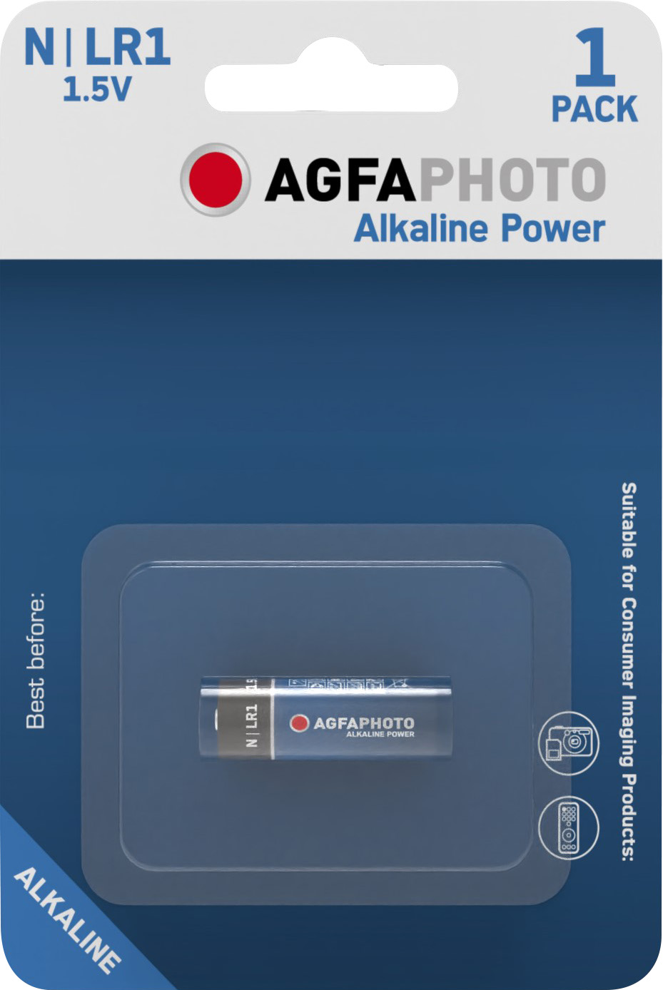 Agfaphoto Batterie Alkaline, LR1, N, 1.5V Power, Retail Blister (1-Pack)