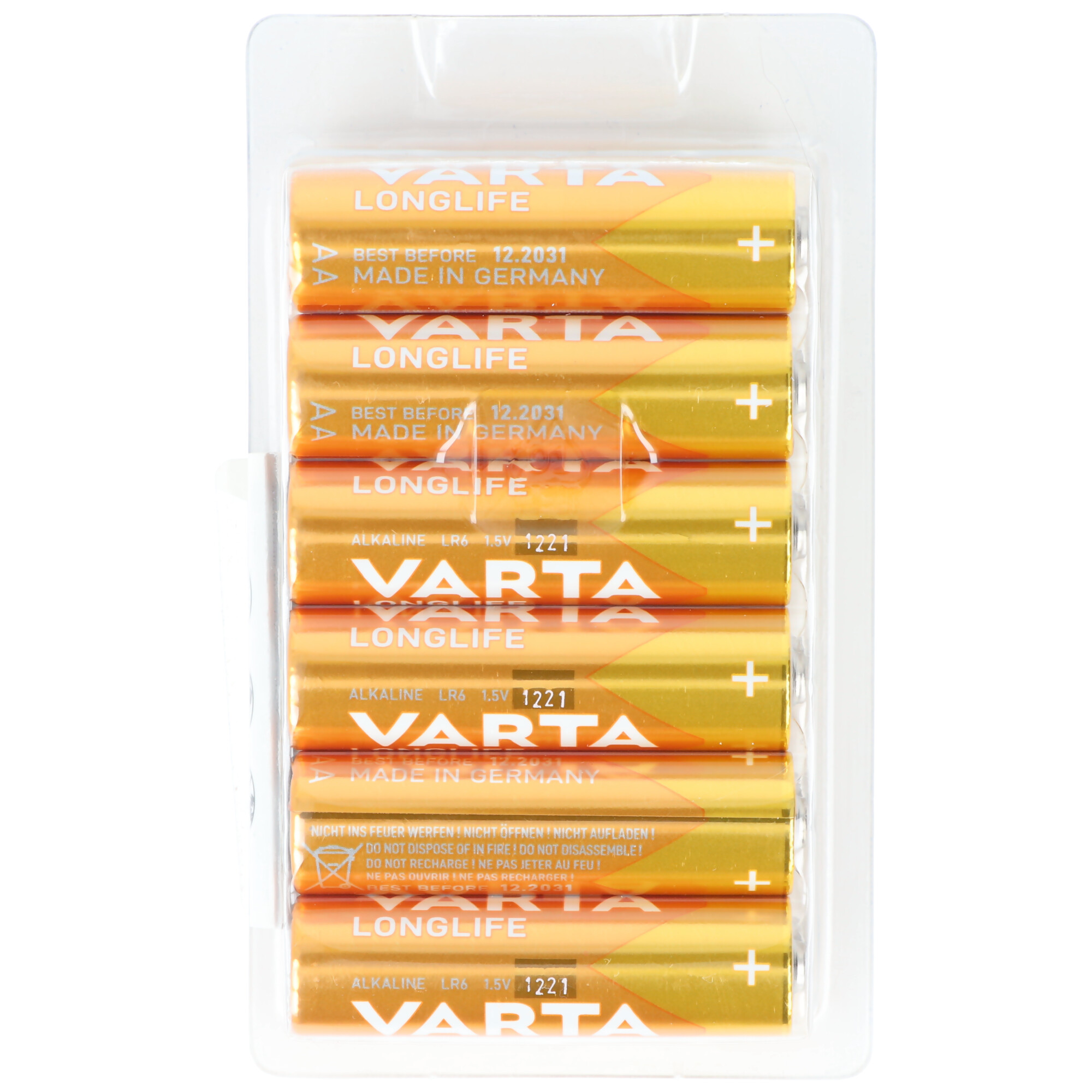 Varta Batterie Alkaline, Mignon, AA, LR06, 1.5V Longlife, Retail Box (12-Pack)