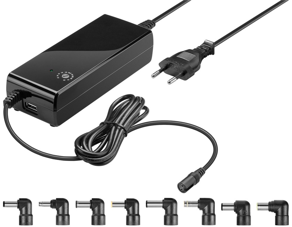 Goobay 90 W Notebook-Netzteil - inkl. 1x USB- und 8x DC-Adapter; 12 V - 22 V bis max. 4 A