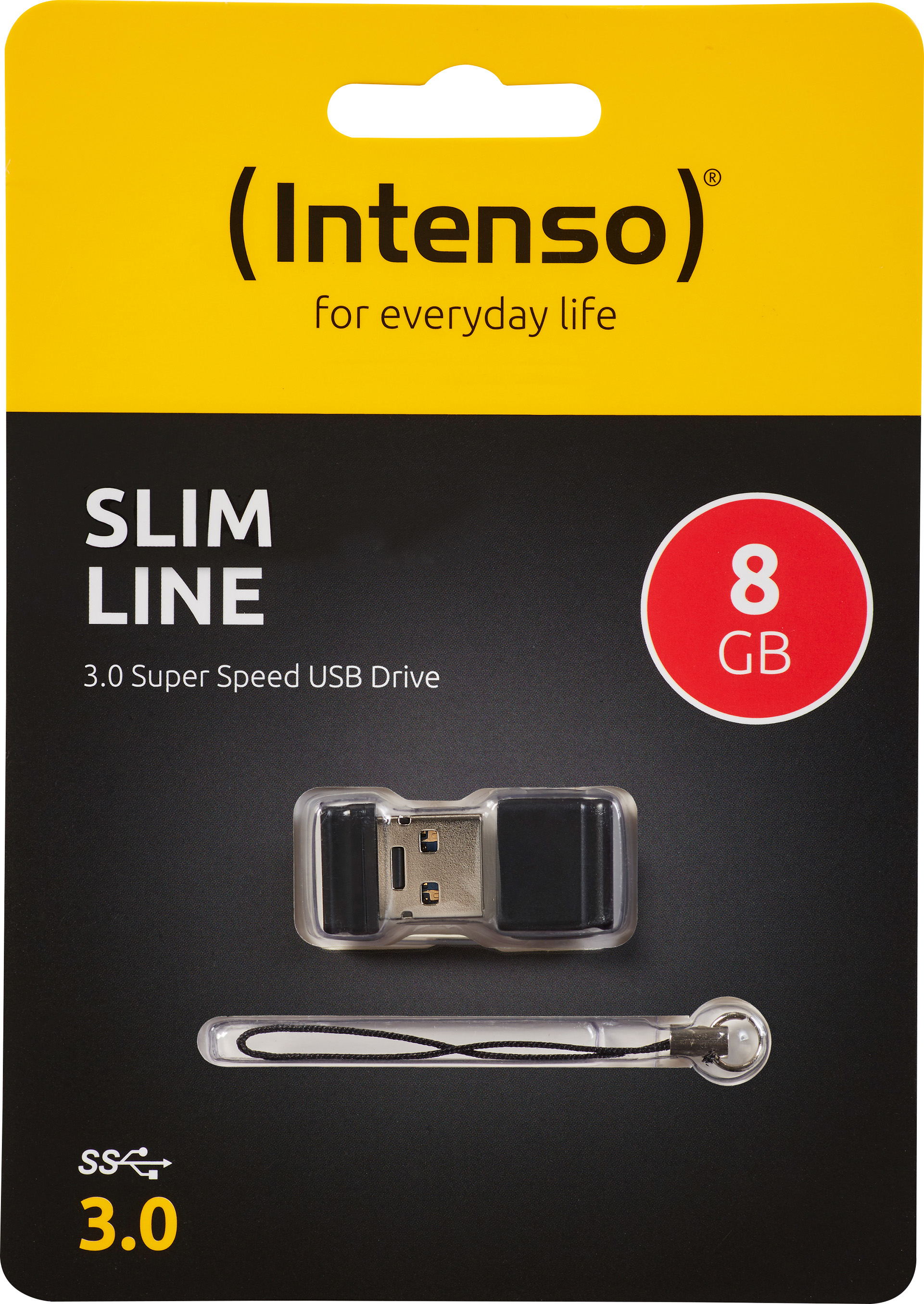 Intenso USB 3.0 Stick 8GB, Slim Line, schwarz Typ-A, (R) 100MB/s, Retail-Blister