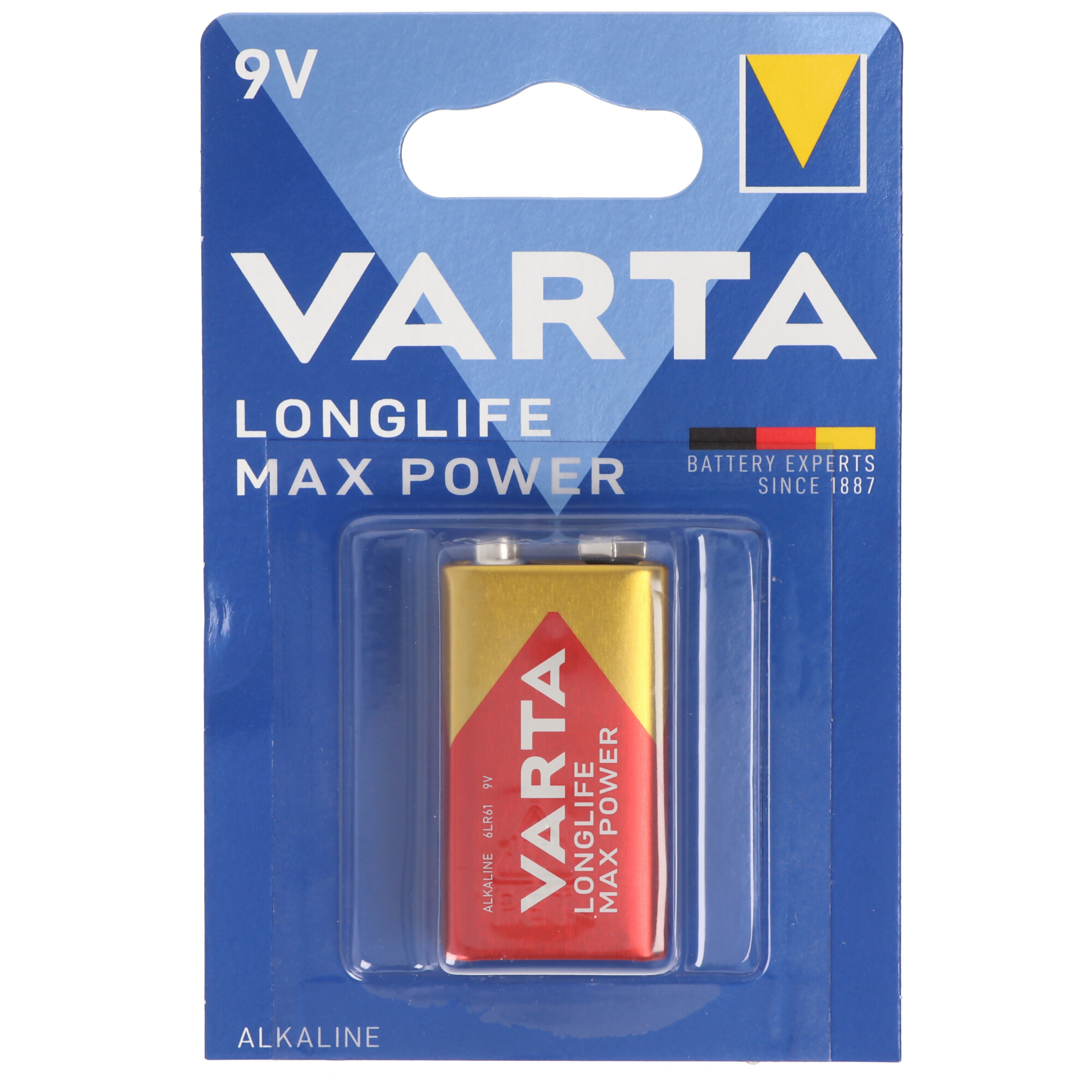 Varta 4722 Longlife Max Power 9V-Block, 9V Batterie ideal für Rauchmelder, Rauchwarnmelder