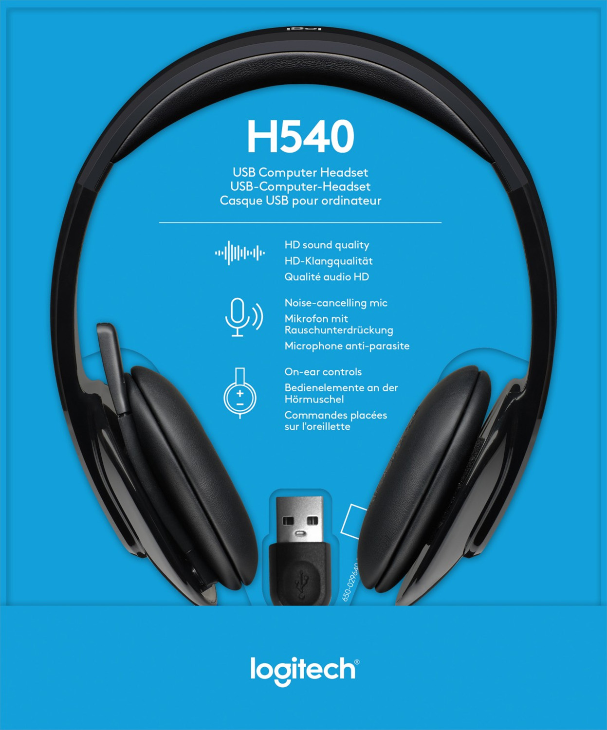 Logitech Headset H540, USB, Stereo schwarz, Retail