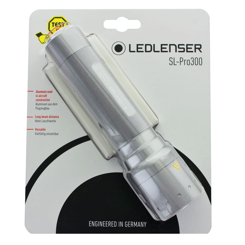 Ledlenser SL-Pro300 LED Taschenlampe fokussierbar inklusive 4 Stück Mignon AA Standard Batterien