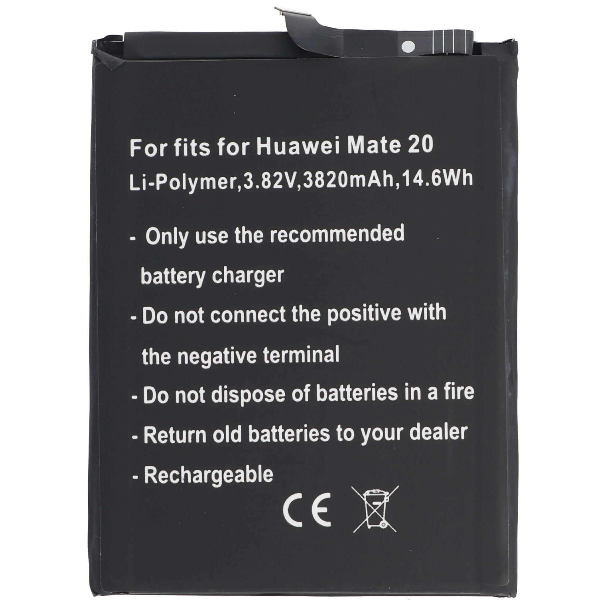 Akku passend für Huawei Mate 20, Li-Polymer, 3,82V, 3820mAh, 14,6Wh, built-in, ohne Werkzeug