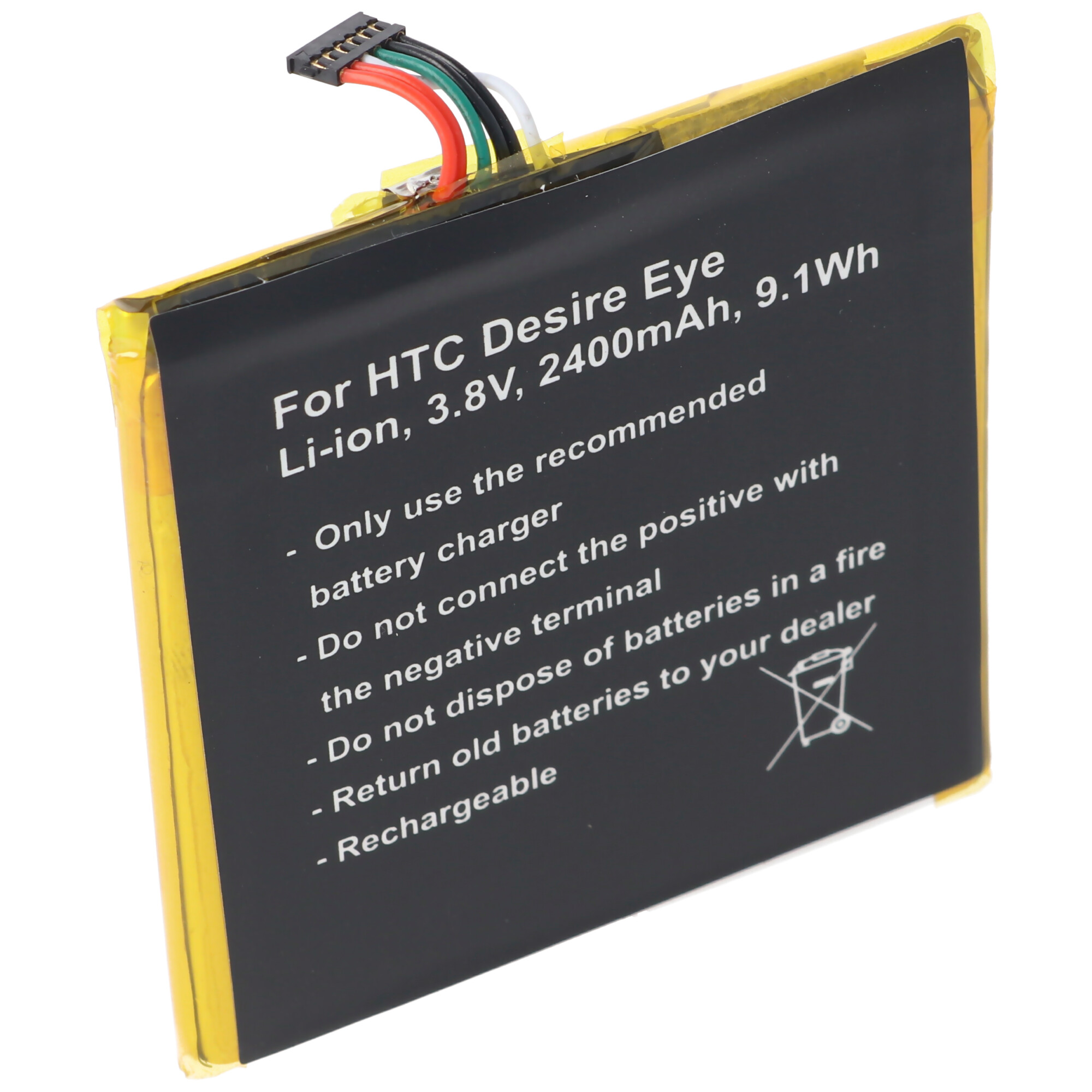 Akku passend für HTC Desire Eye, Li-Ion, 3,8V, 2400mAh, 9,1Wh, built-in, ohne Werkzeug