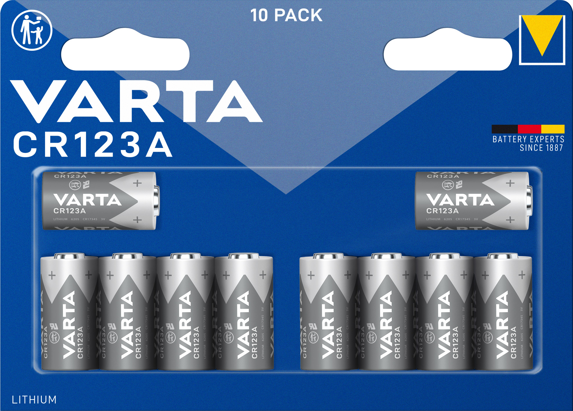 Varta Batterie Lithium, CR123A, 3V Photo, Retail Blister (10-Pack)