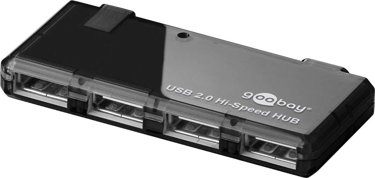 Goobay 4-fach USB 2.0 Hi-Speed HUB - zum Verbinden von bis zu 4 USB-Geräten mit einem USB-Anschluss