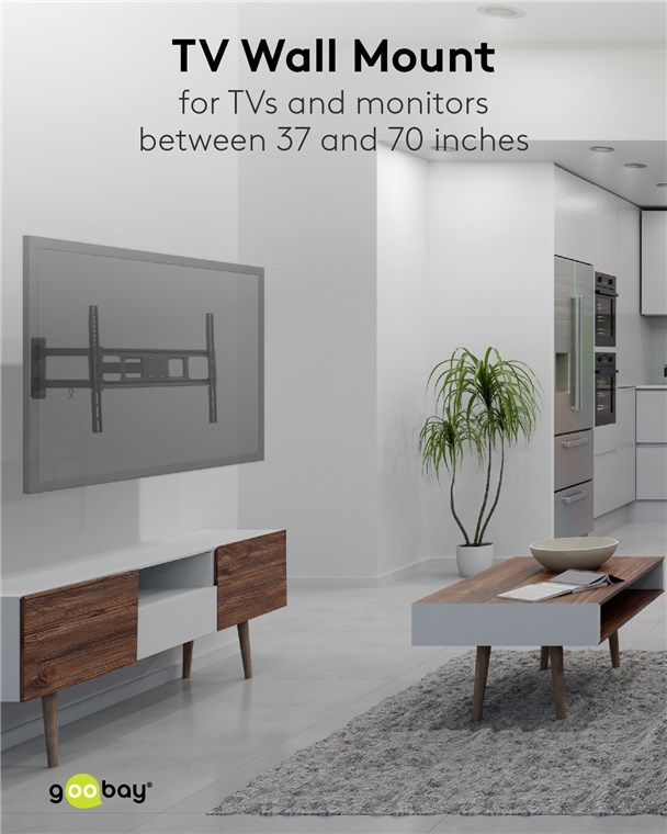 Goobay TV-Wandhalterung Basic FULLMOTION (L) - Halterung für Fernseher von 37 bis 70 Zoll (94-178 cm), vollbeweglich (schwenkbar und neigbar) bis 35 kg