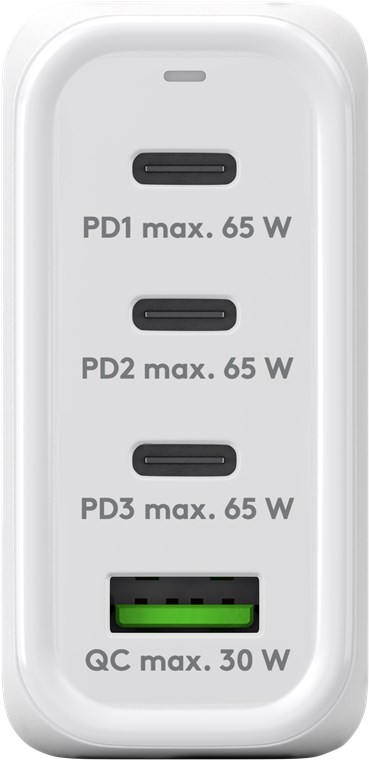 Goobay USB-C™ PD Multiport-Schnellladegerät (68 W) weiß - 3x USB-C™-Anschlüsse (Power Delivery) und 1x USB-A-Anschluss (Quick Charge) - weiß