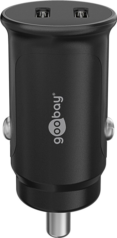 Goobay Dual-USB-C™ PD (Power Delivery) Auto-Schnellladegerät (30 W) - 30 W (12/24 V) geeignet für Geräte mit USB-C™ (Power Delivery) wie z. B. iPhone 12
