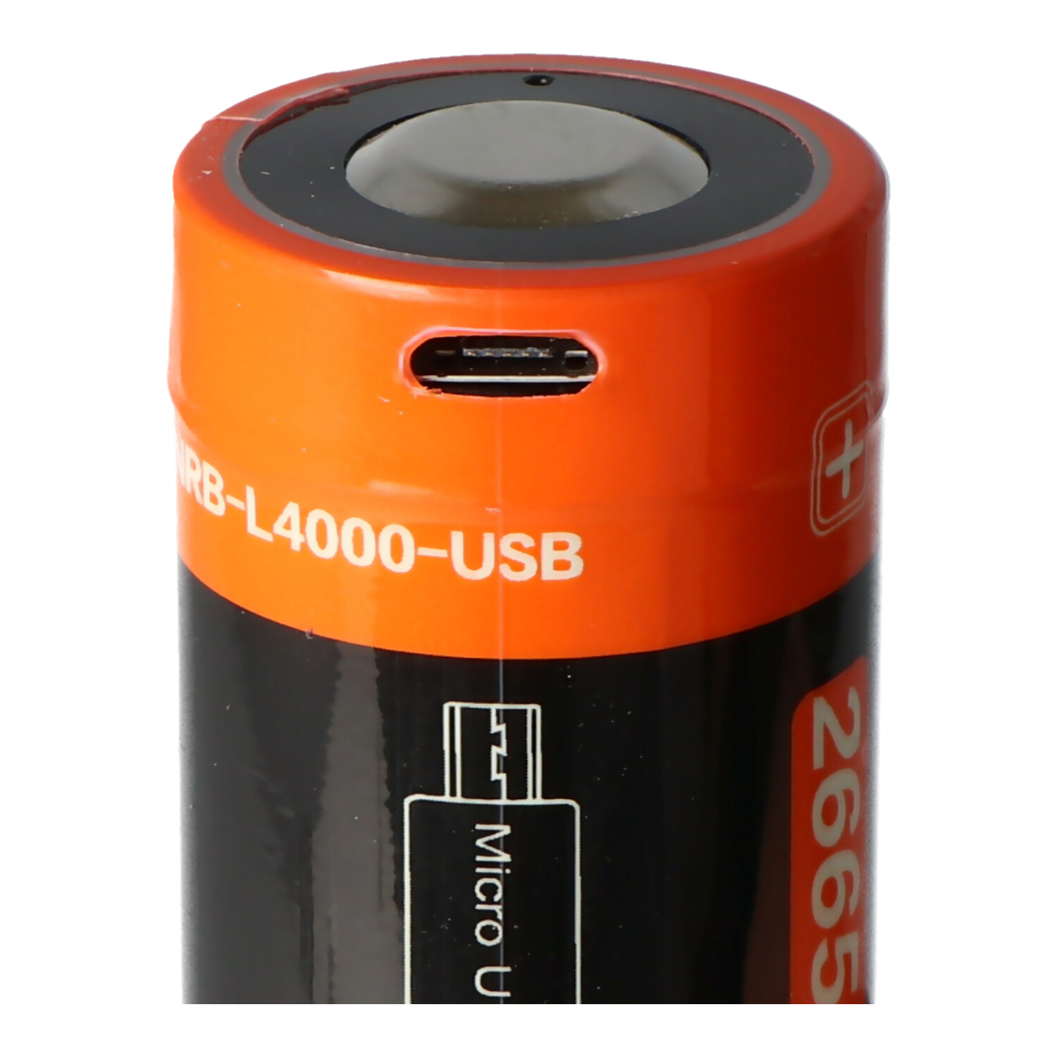 Rundzelle 26650, Li-ion, 3,7V, 4000mAh, 14,8Wh, mit USB-Ladeanschluss, 72 x 26,2mm Abmessungen