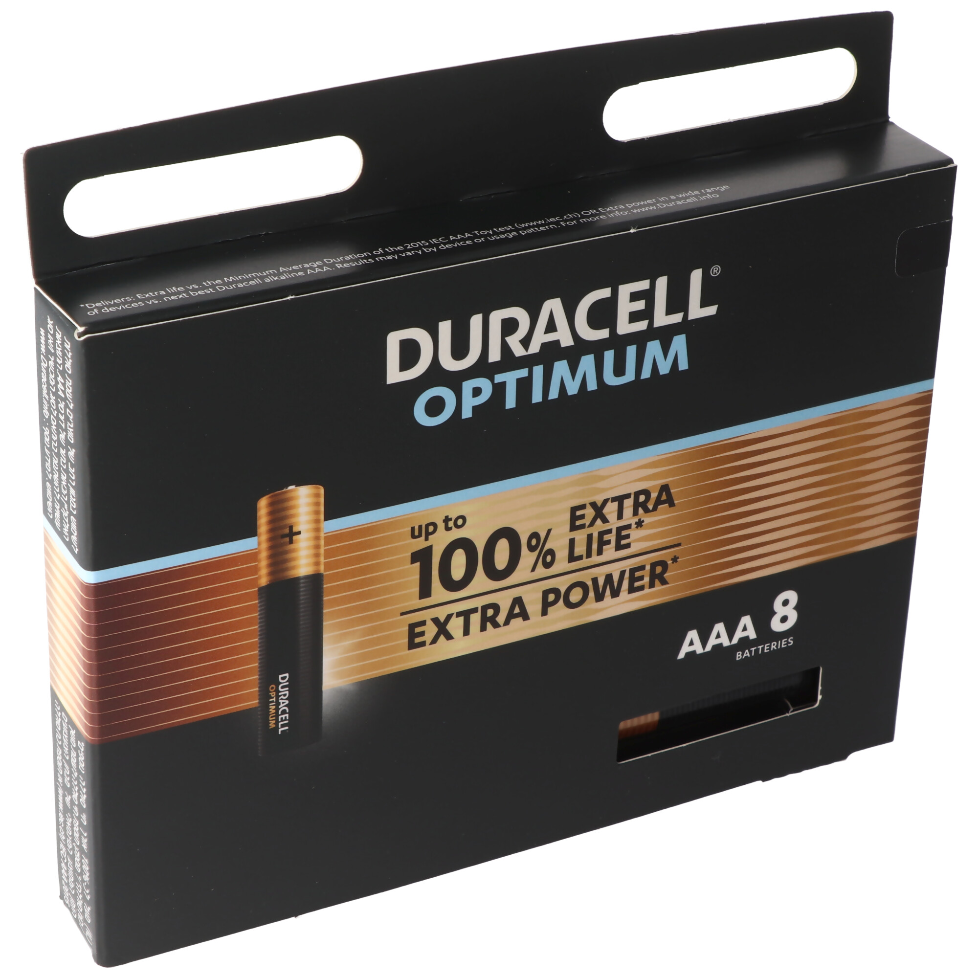 Duracell Optimum AAA Mignon Alkaline-Batterien, 1.5V LR03 MX2400, 8er-Pack