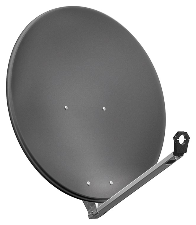 Goobay 80 cm Alu-Satellitenschüssel - für Ein-/Mehrteilnehmer mit besonders stabilem Feedarm, der jedem Sturm trotzt