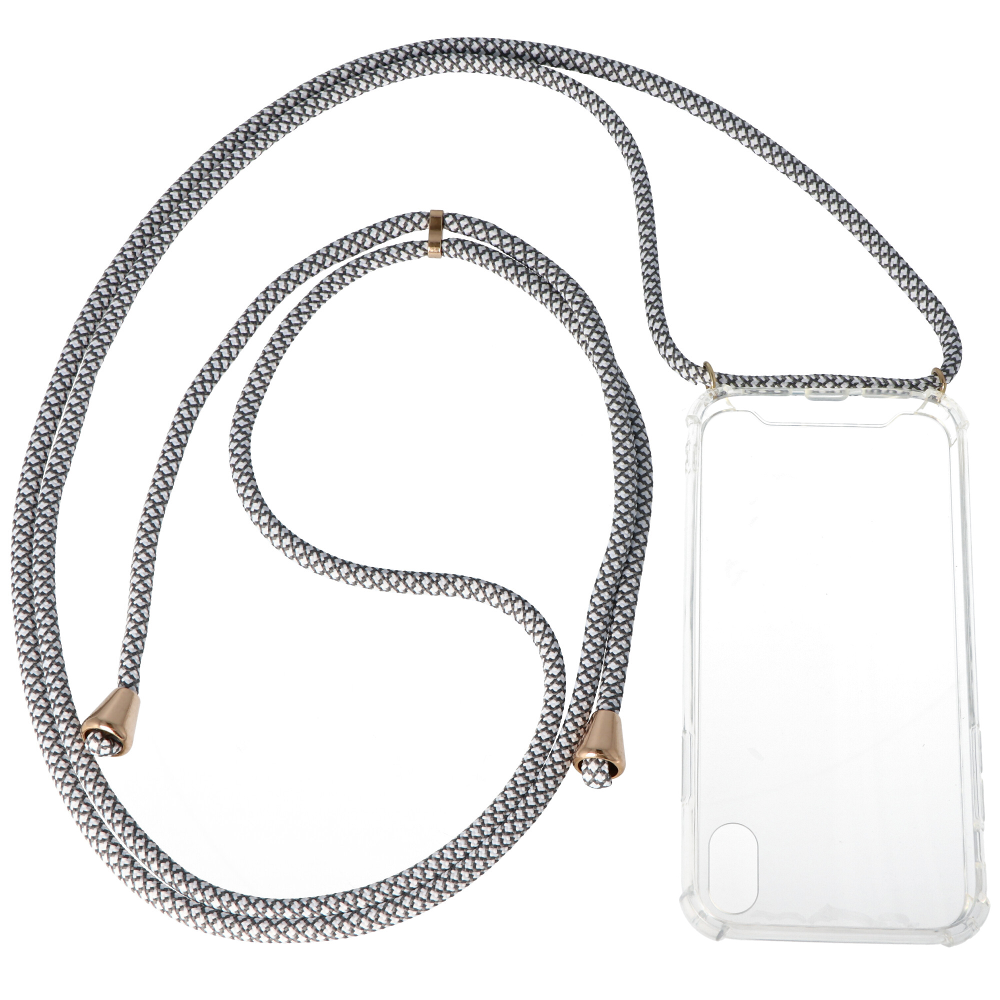 Necklace Case passend für Apple iPhone X, iPhone XS, Smartphonehülle mit Kordel grau,weiß zum Umhängen
