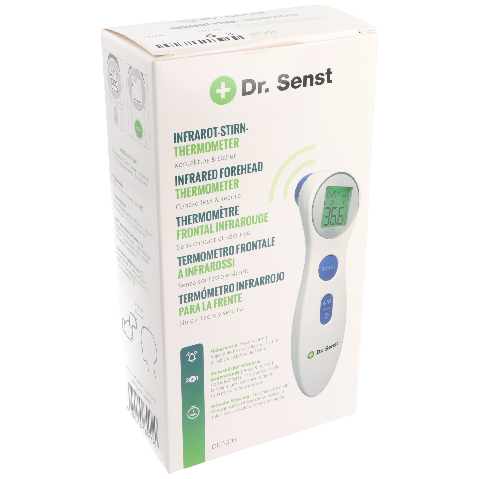 Dr. Senst® Infrarot Stirn-Thermometer DET-306 kontaktlos & sicher |  AKP-710300