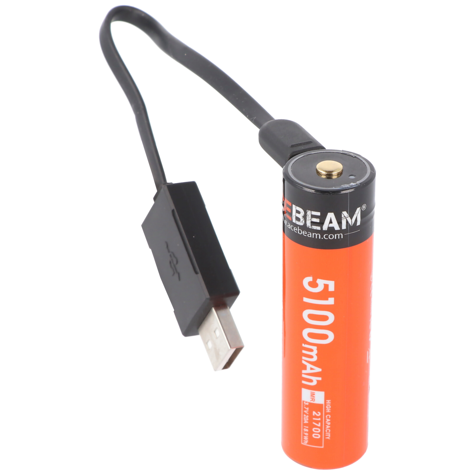 AceBeam 21700 Li-ion Akku mit starken 5100mAh USB-C max. Entladestrom 20A, 77,8 x 21,37mm