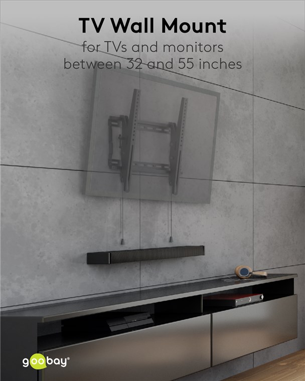Goobay TV-Wandhalterung Pro TILT (M) - Halterung für Fernseher von 32 bis 55 Zoll (81-140 cm), neigbar bis 70 kg
