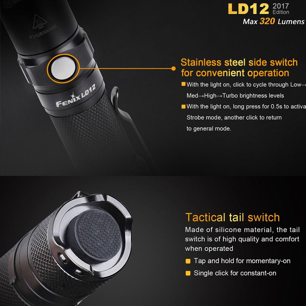 Fenix LD12 LED-Taschenlampe 2017 CREE XP-G2 R5 neutralweiß inklusive 1x Mignon AA Batterie
