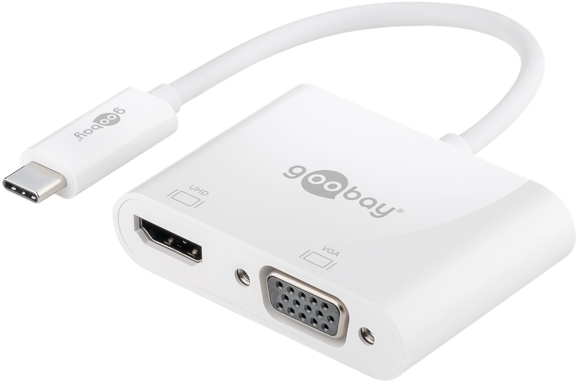 Goobay USB-C™ Multiport-Adapter HDMI™+VGA - erweitert ein USB-C™-Gerät um einen HDMI™- und einen VGA-Anschluss