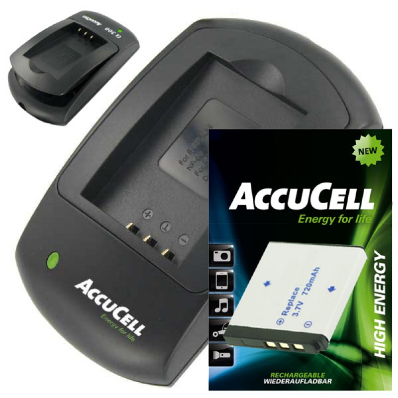 AccuCell Ladegerät und Akku passend für Rollei XS-10 in Touch
