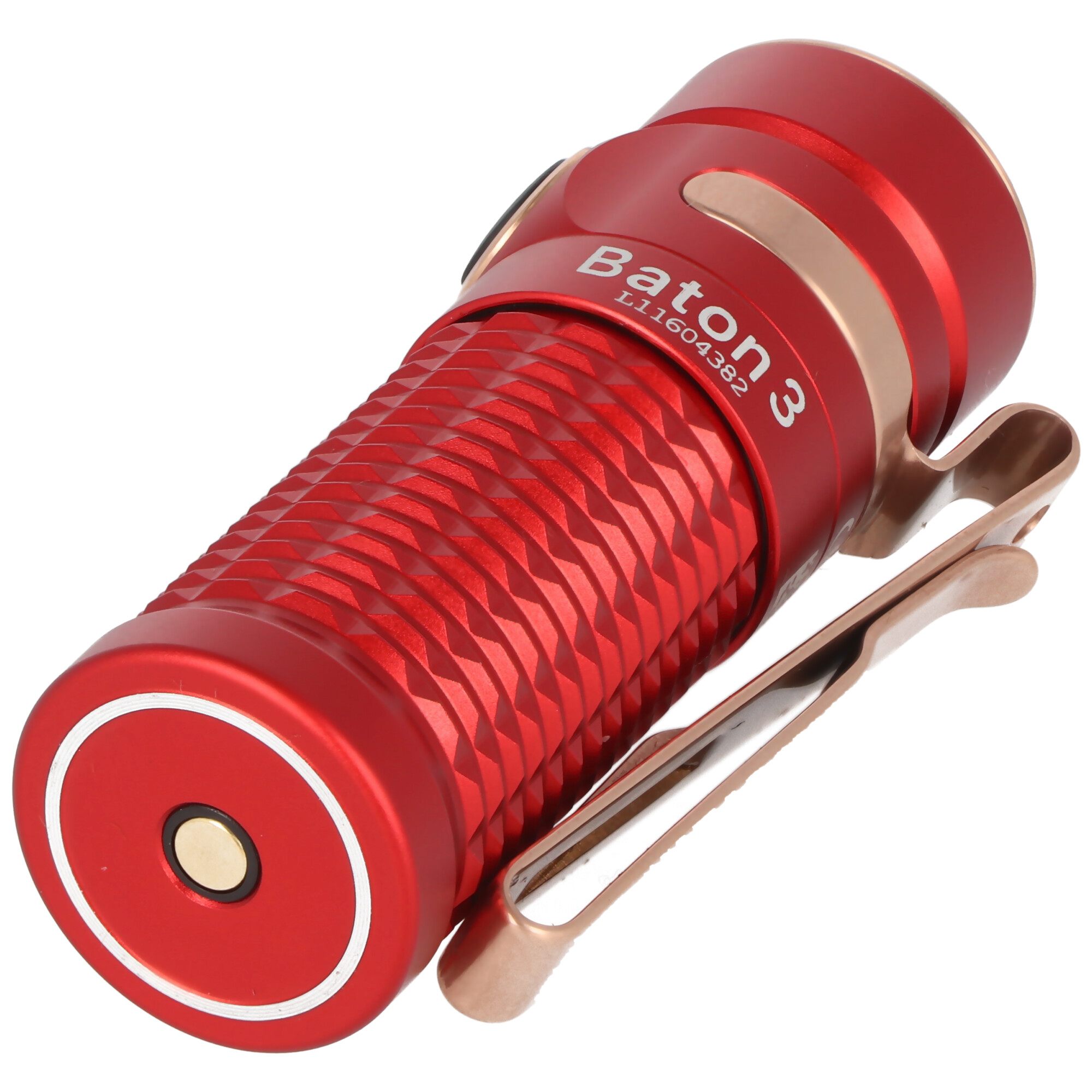 Olight Baton 3 Premium Edition, LED-Taschenlampe Baton 3 mit Ladecase rot, drahtloses Laden, inklusive Akku und Baton 3 Ladecase rot