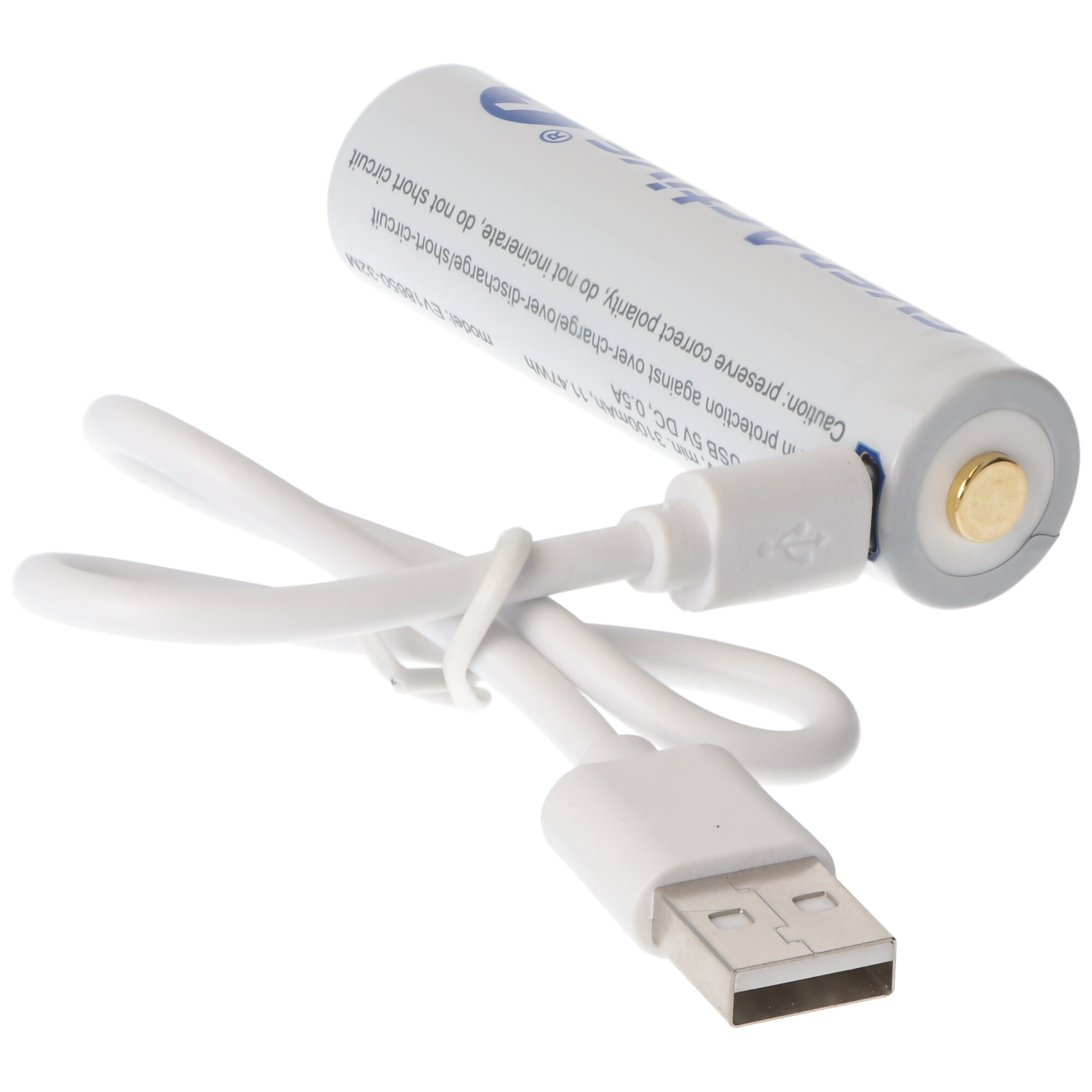Li-Ion 18650 Akku mit Micro-USB-Ladebuchse 3,7 Volt 3200mAh, mit USB-Ladeanschluss
