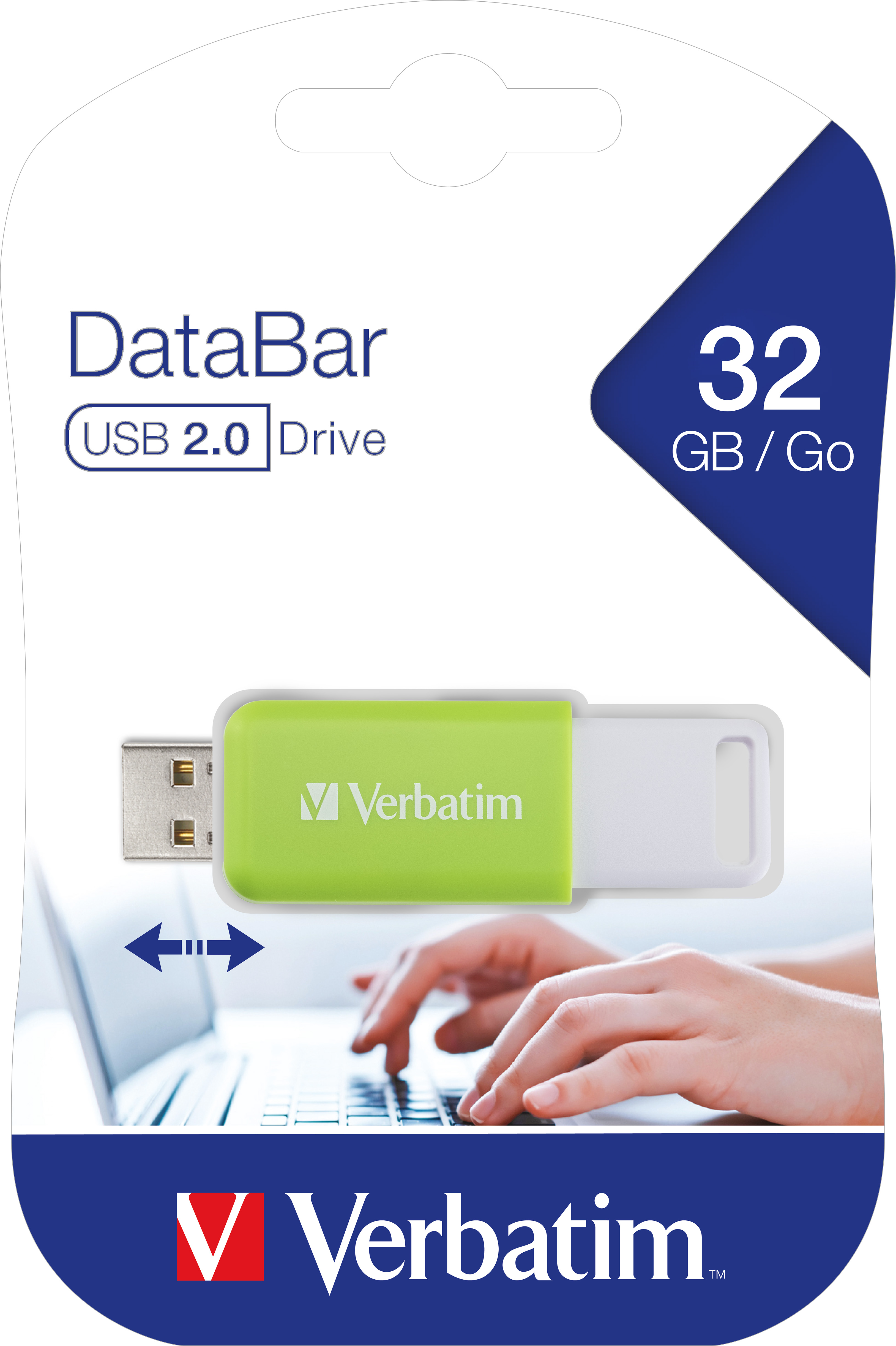 Verbatim USB 2.0 Stick 32GB, DataBar, grün Typ-A, (R) 12MB/s, (W) 5MB/s, Retail-Blister