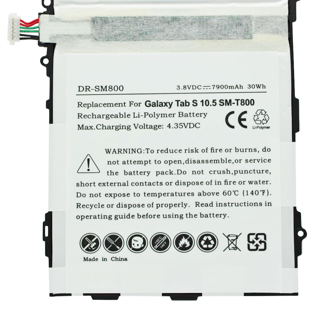Nachbau Akku passend für SAMSUNG Galaxy Tab S 10.5, SM-T800, SM-T805 mit 3,8 Volt und 7900mAh 30,02Wh