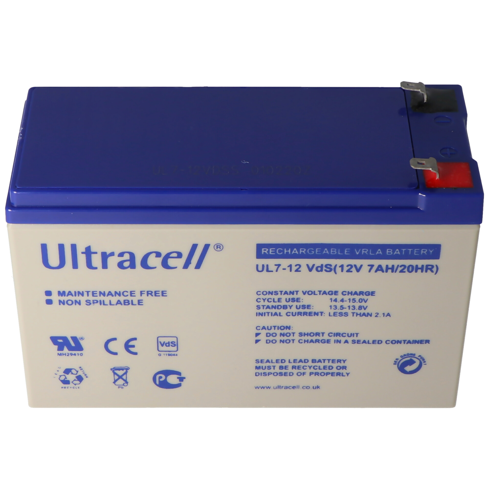 Ultracell UL7-12 Blei-Akku 12 Volt 7,0 Ah mit Faston Kontakt 187, 4,8mm