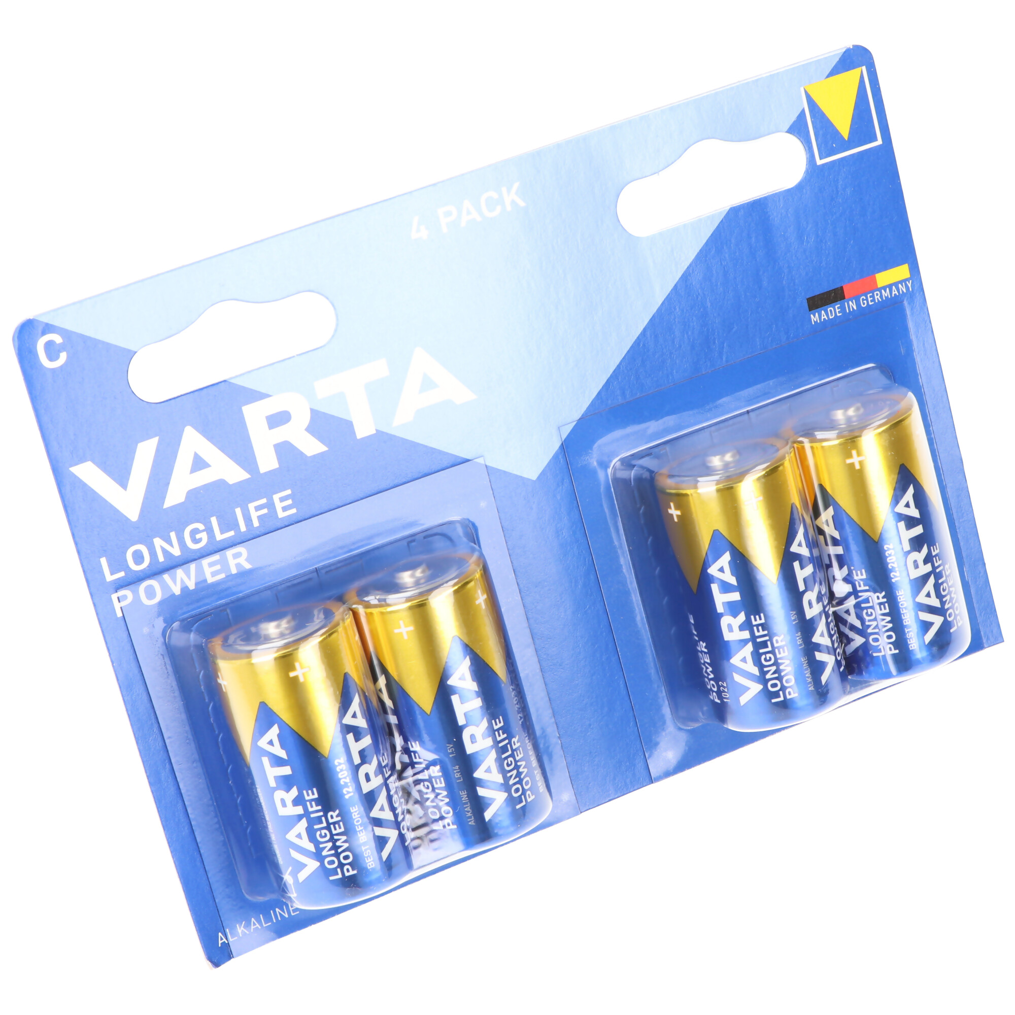 Varta Batterie Alkaline, Baby, C, LR14, 1.5V Longlife Power, Retail Blister (4-Pack)
