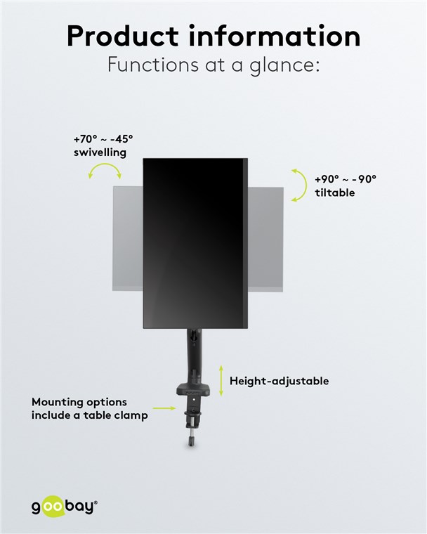 Goobay Monitorhalterung mit Gasdruckfeder - für Monitore zwischen 17 und 32 Zoll (43-81 cm)
