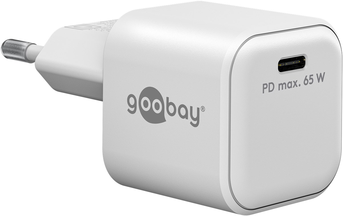 Goobay USB-C™ PD Schnellladegerät Nano (65 W) weiß - 1x USB-C™-Anschluss (Power Delivery) - weiß