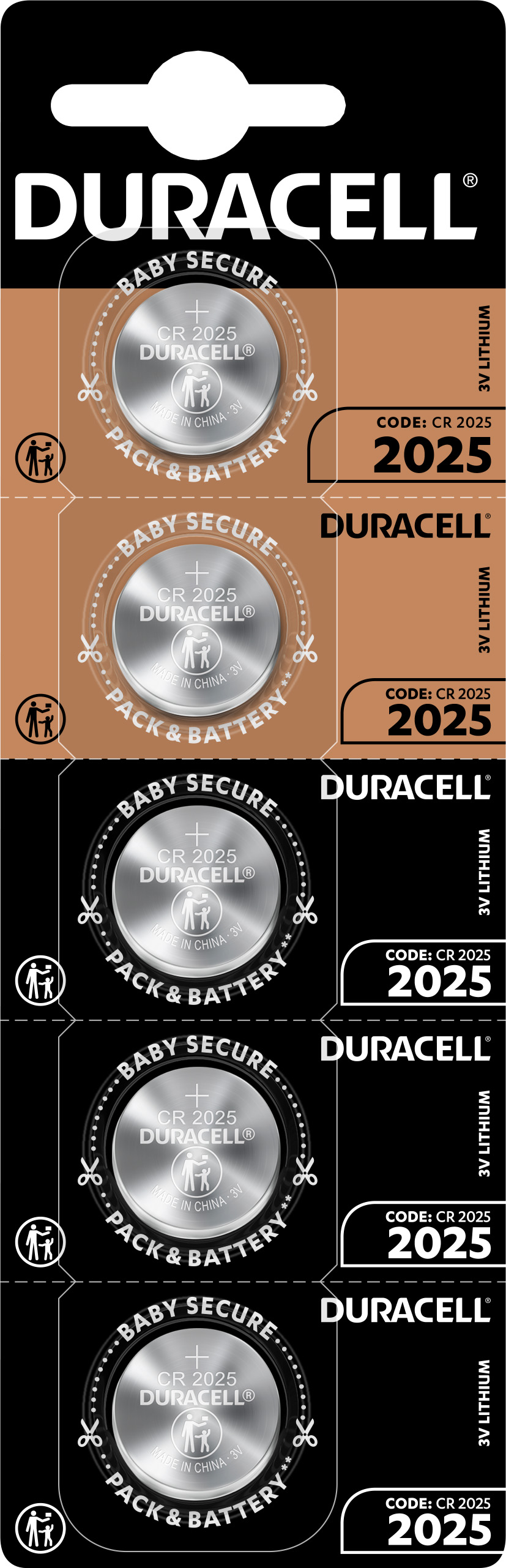 Duracell Batterie Lithium, Knopfzelle, CR2025, 3V Electronics, Retail Blister (5-Pack)