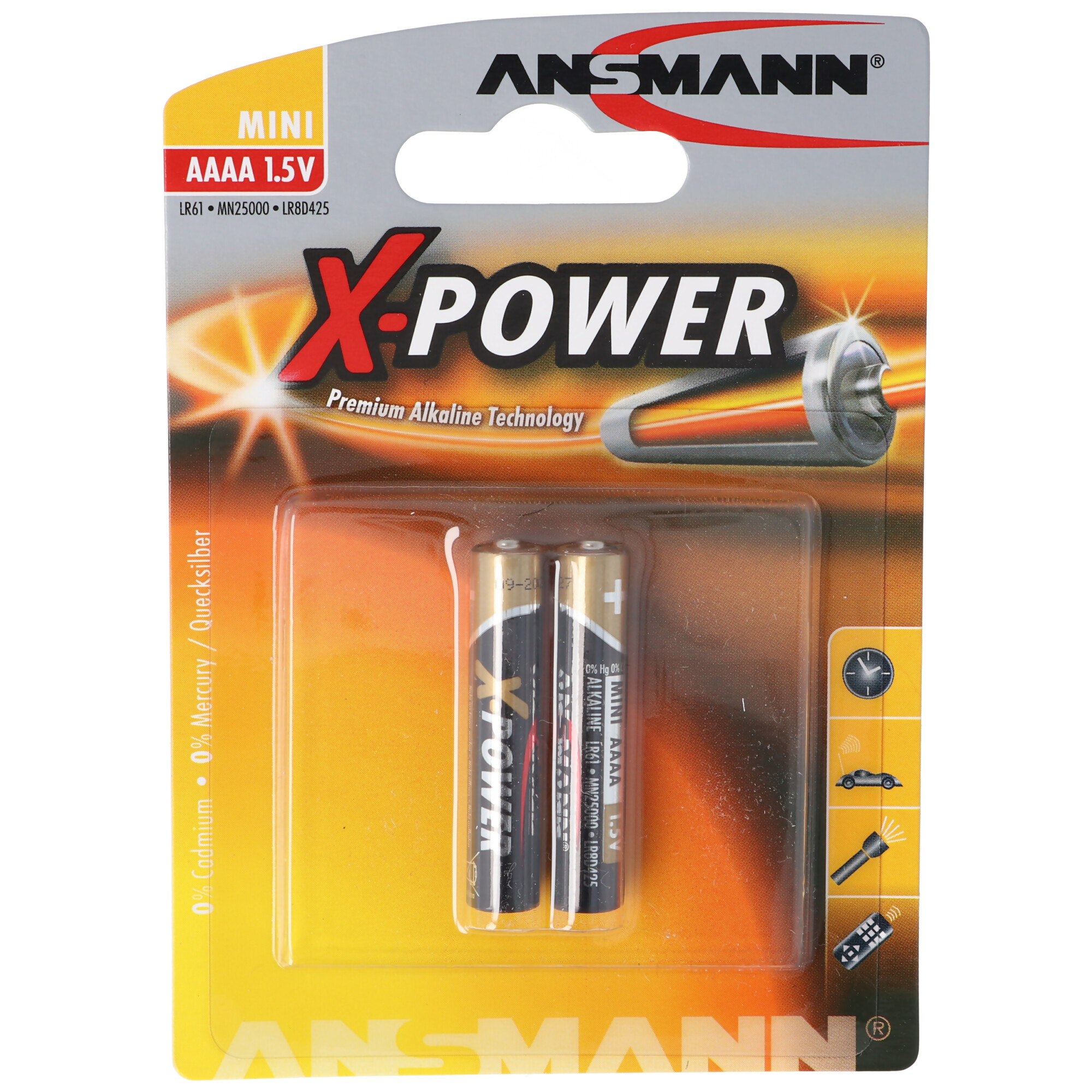 AAAA Alkaline Batterie LR61 AAAA 41,5 x 8,3mm im 2er Pack