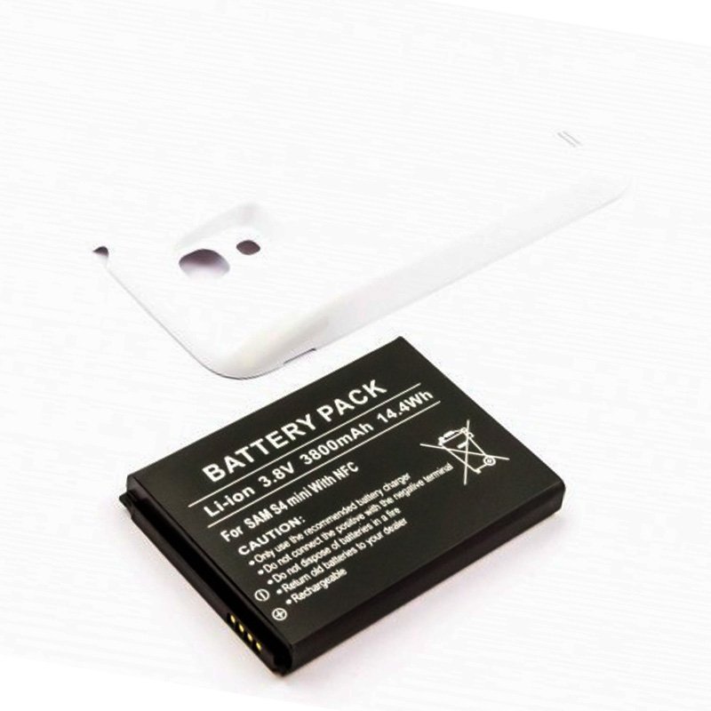 Samsung Galaxy S4 Mini Nachbau Akku Galaxy S4 Mini, Samsung GT-I9195 3800mAh mit Deckel weiß