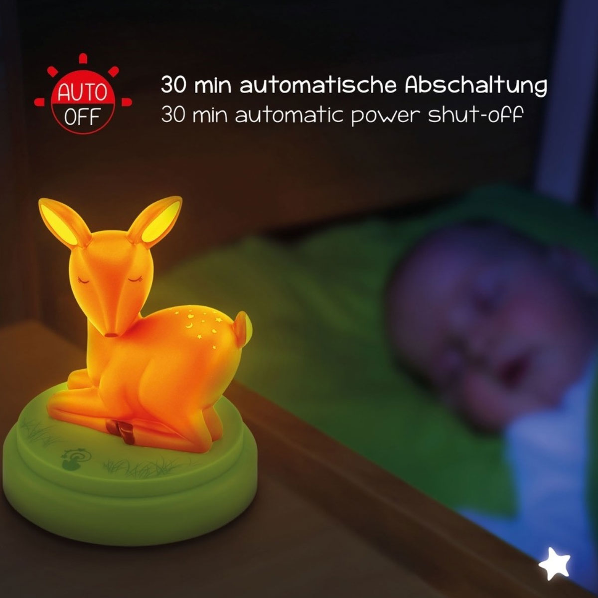 Mobiles Nachtlicht Reh Mobile, die LED-LICHT Einschlafhilfe für Kinder als Reh-Figur
