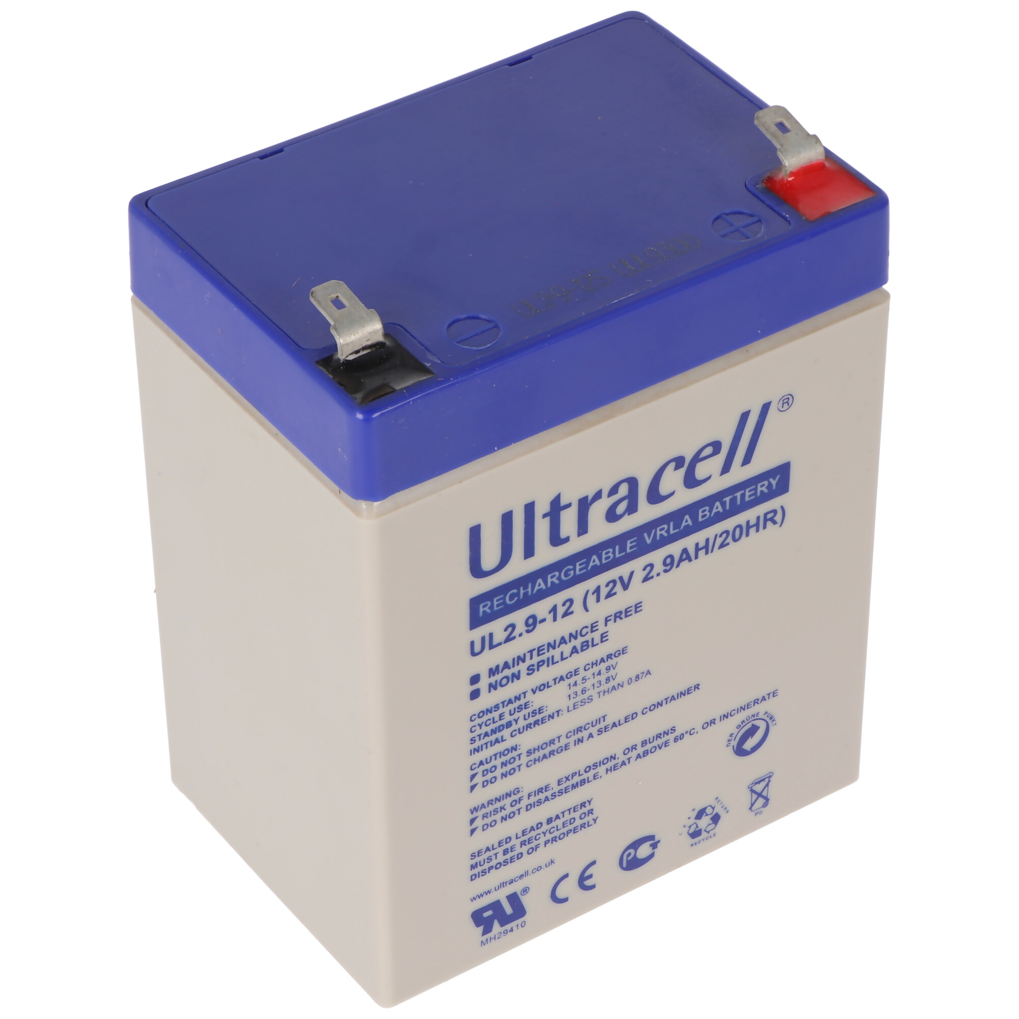 Ultracell UL2.9-12 12V 2,9Ah Bleiakku AGM Blei Gel Akku 4,8mm Steckkontakte