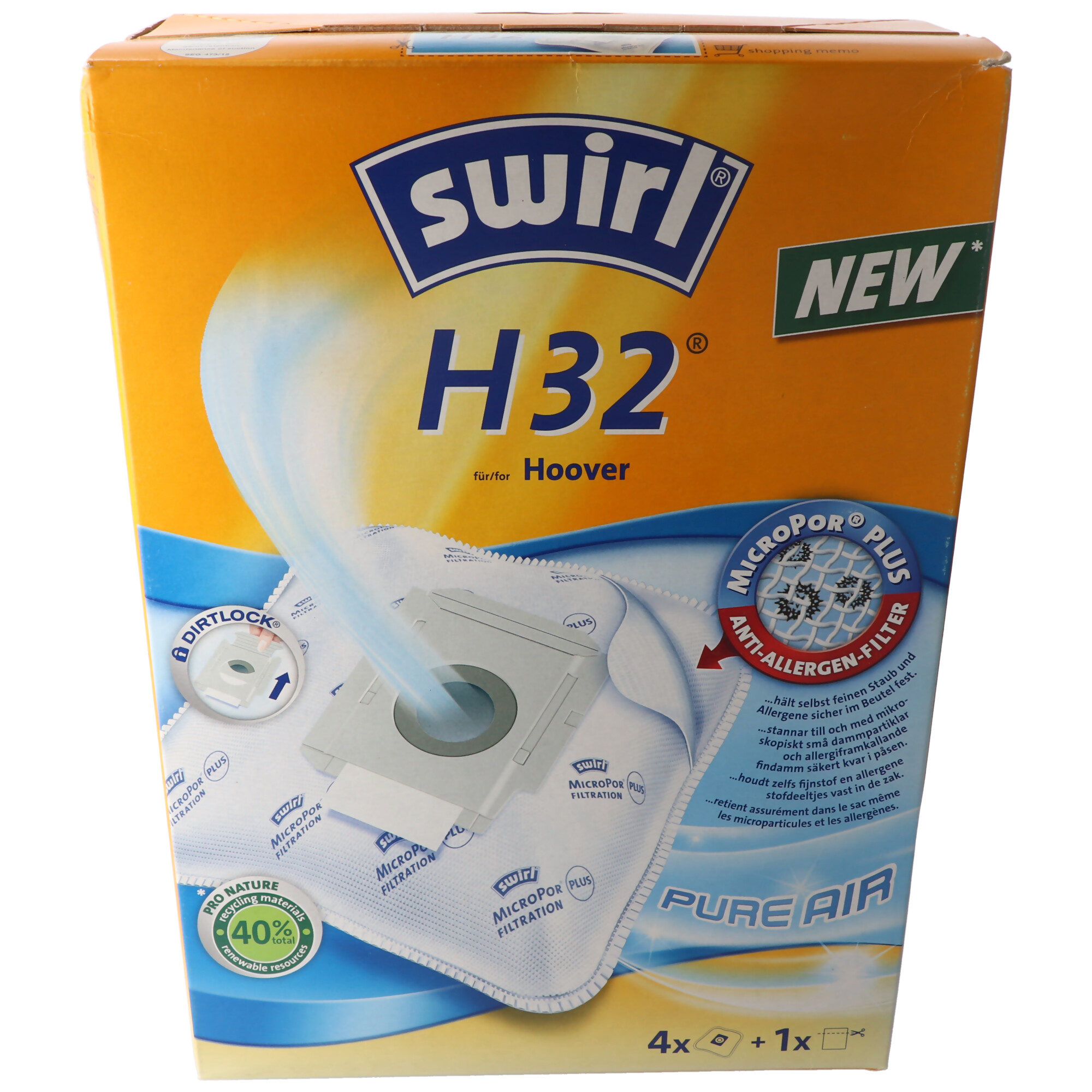 Swirl Staubsaugerbeutel H32 MicroPor Plus für Hoover Staubsauger